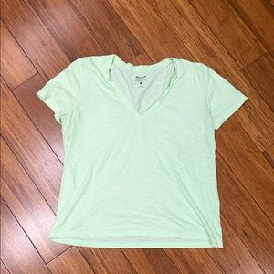 Madewell Light Green V-Neck Short Sleeve Tee